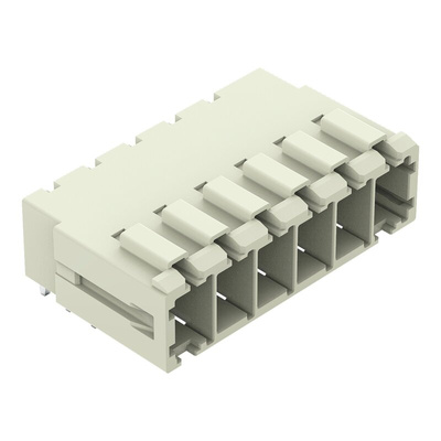 Wago 831 Series Angled PCB Mount PCB Header, 6 Contact(s), 7.62mm Pitch, 1 Row(s), Shrouded