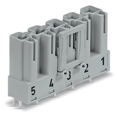 Wago 770 Series Straight PCB Mount PCB Header, 5 Contact(s), 10mm Pitch, 1 Row(s), Shrouded
