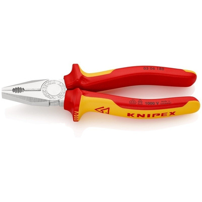 Knipex VDE Insulated Chrome Vanadium Steel Combination Pliers Combination Pliers, 180 mm Overall Length