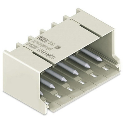 Wago 2092 Series Angled PCB Mount PCB Header, 6 Contact(s), 5mm Pitch, 1 Row(s), Shrouded