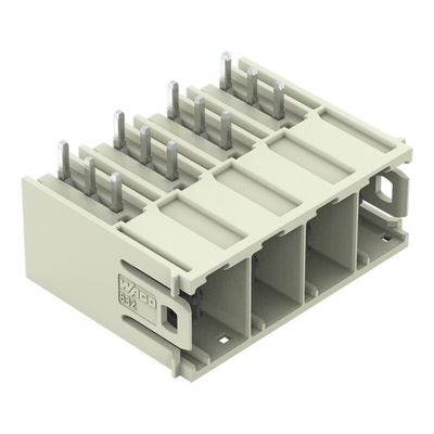 Wago 832 Series Angled PCB Mount PCB Header, 4 Contact(s), 10.16mm Pitch, 1 Row(s), Shrouded