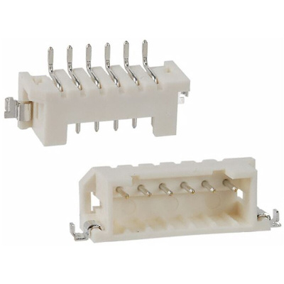 Hirose DF3 Series Right Angle Surface Mount PCB Header, 6 Contact(s), 2.0mm Pitch, 1 Row(s), Shrouded