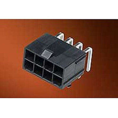 Molex Mini-Fit Jr. Series Right Angle Through Hole PCB Header, 6 Contact(s), 4.2mm Pitch, 2 Row(s), Shrouded