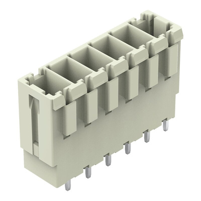 Wago 831 Series Straight PCB Mount PCB Header, 6 Contact(s), 7.62mm Pitch, 1 Row(s), Shrouded
