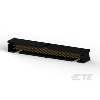 TE Connectivity AMP-LATCH Series Right Angle Through Hole PCB Header, 50 Contact(s), 2.54mm Pitch, 2 Row(s), Shrouded