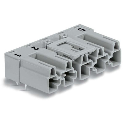 Wago 770 Series Angled PCB Mount PCB Header, 5 Contact(s), 10mm Pitch, 1 Row(s), Shrouded