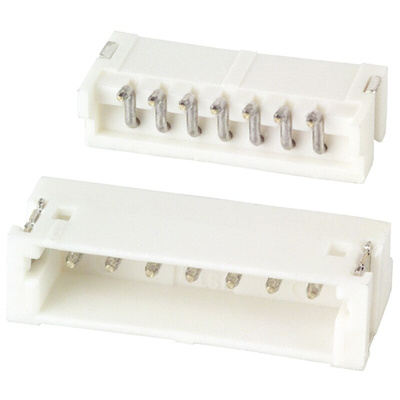 JST ZH Series Right Angle Surface Mount PCB Header, 7 Contact(s), 1.5mm Pitch, 1 Row(s), Shrouded