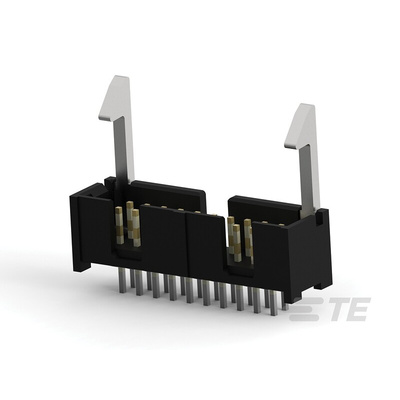 TE Connectivity AMP-LATCH Series Straight Through Hole PCB Header, 20 Contact(s), 2.54mm Pitch, 2 Row(s), Shrouded
