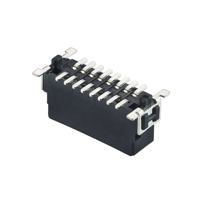 HARWIN M55-700 Series Vertical Surface Mount PCB Header, 16 Contact(s), 1.27mm Pitch, 2 Row(s), Shrouded