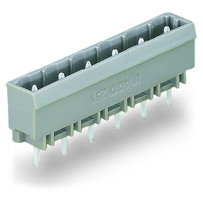 Wago 231 Series Straight PCB Mount Header, 6 Contact(s), 7.5mm Pitch, 1 Row(s), Shrouded
