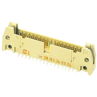 Harting SEK 18 Series Straight Through Hole PCB Header, 6 Contact(s), 2.54mm Pitch, 2 Row(s), Shrouded