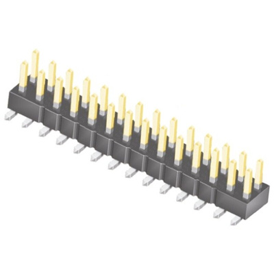Samtec TSM Series Straight Surface Mount Pin Header, 28 Contact(s), 2.54mm Pitch, 2 Row(s), Unshrouded
