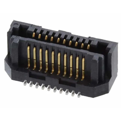 Samtec LSS Series Straight Surface Mount PCB Header, 20 Contact(s), 0.635mm Pitch, 2 Row(s), Shrouded