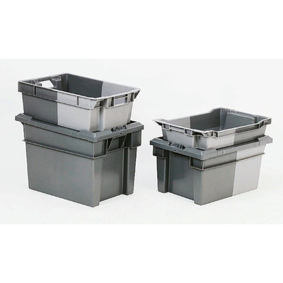 Schoeller Allibert 32L Grey PE Medium Storage Box, 200mm x 400mm x 600mm