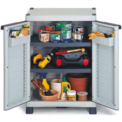 RS PRO PP Grey Modular Shelving Base Cabinet, 976mm, 700mm x 438mm