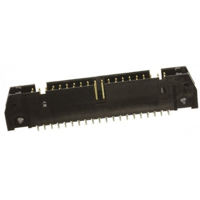 TE Connectivity AMP-LATCH Series Right Angle Through Hole PCB Header, 10 Contact(s), 2.54mm Pitch, 2 Row(s), Shrouded