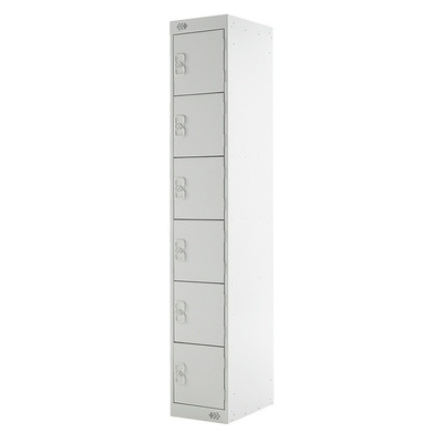 RS PRO 6 Door Steel Light Grey Storage Locker, 1800 mm x 300 mm x 300mm