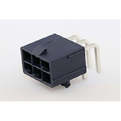 Molex Mini-Fit Jr. Series Right Angle Through Hole PCB Header, 6 Contact(s), 4.2mm Pitch, 2 Row(s), Shrouded