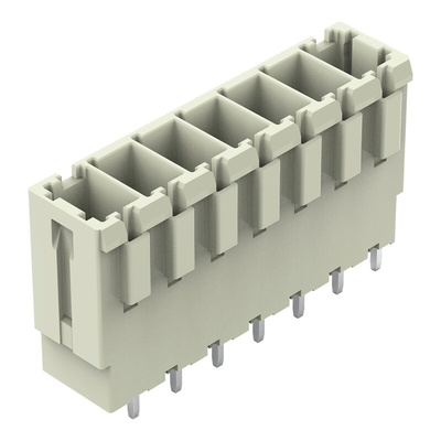Wago 831 Series Straight PCB Mount PCB Header, 7 Contact(s), 7.62mm Pitch, 1 Row(s), Shrouded