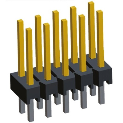 TE Connectivity AMPMODU MOD II Series Straight Through Hole Pin Header, 10 Contact(s), 2.54mm Pitch, 2 Row(s),