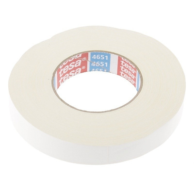 Tesa 4651 Acrylic Coated White Duct Tape, 25mm x 50m, 0.31mm Thick