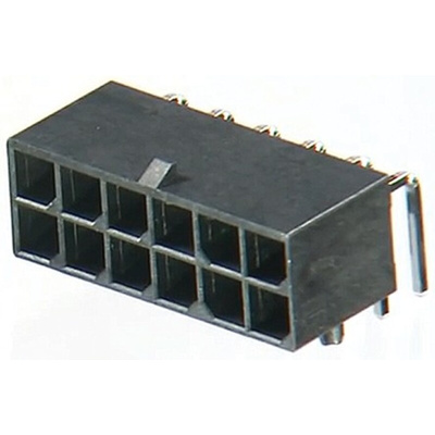 Molex Mega-Fit Series Right Angle Through Hole PCB Header, 10 Contact(s), 5.7mm Pitch, 2 Row(s), Shrouded