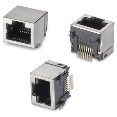 Wurth Elektronik WR-MJ Series Female RJ45 Connector, Surface Mount, Nickel Plated Brass Shield