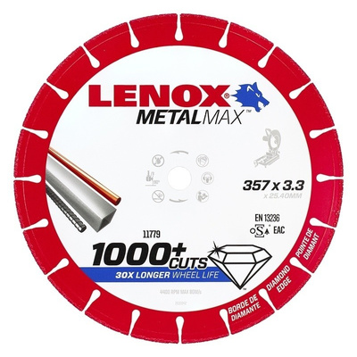Lenox Aluminium Oxide Cutting Disc, 357mm x 3.3mm Thick, Medium Grade, P80 Grit, 1 in pack