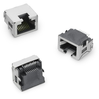 Wurth Elektronik WR-MJ Series Female RJ45 Connector, Surface Mount, Nickel Plated Brass Shield