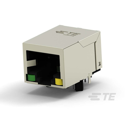 TE Connectivity 2337992 Series Female RJ45 Connector, Through Hole, Cat5e, Nickel Plated Brass Shield