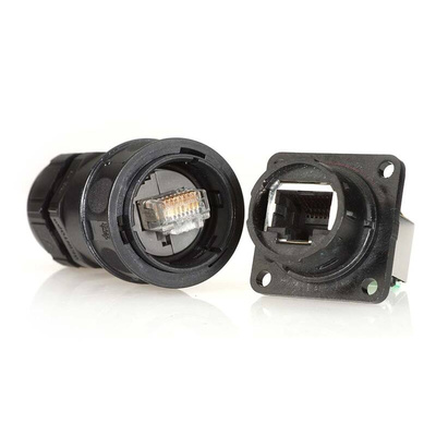 Amphenol Socapex RJF544 Series Female RJ45 Connector, Panel Mount, Cat5e