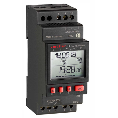 Muller Digital DIN Rail Time Switch 230 V ac, 2-Channel