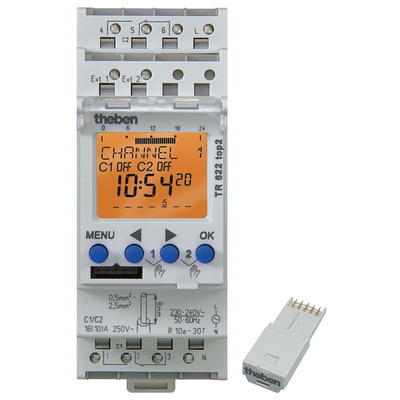 Theben Digital DIN Rail Time Switch 12 → 24 V, 2-Channel