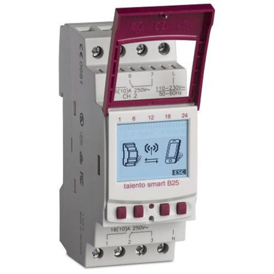 2 Channel Digital DIN Rail Time Switch Measures Days, Hours, Minutes, Seconds, 110 → 230 V ac