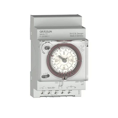 Grasslin Analogue DIN Rail Time Switch 230 V ac, 1-Channel