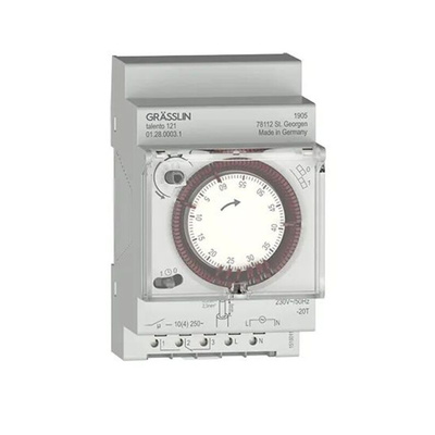 Grasslin Analogue DIN Rail Time Switch 230 V ac, 1-Channel