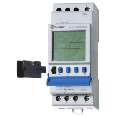 Finder Digital DIN Rail Time Switch 230 V ac, 1-Channel