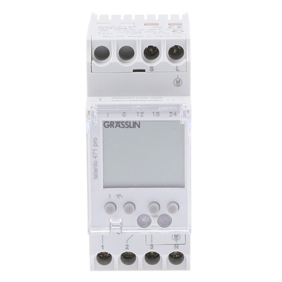1 Channel Digital DIN Rail Time Switch Measures Hours, Minutes, 24 V ac/dc, 110 → 230 V ac