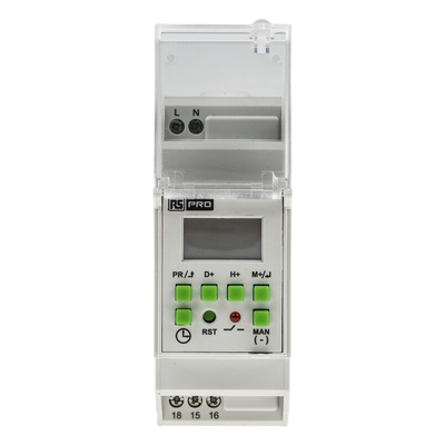 RS PRO DIN Rail Time Switch 110 → 240 V ac, 1-Channel