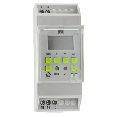 RS PRO Digital DIN Rail Time Switch 110 → 240 V ac, 1-Channel