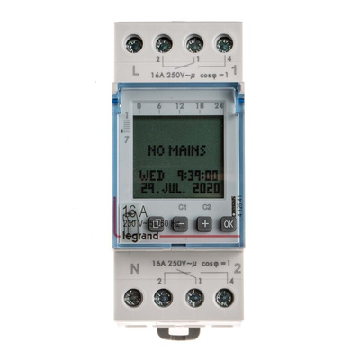 Legrand Digital DIN Rail Time Switch 230 V ac, 2-Channel