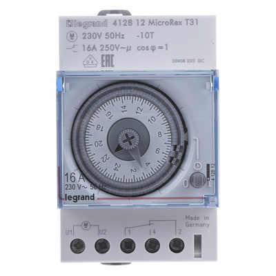 Legrand Analogue DIN Rail Time Switch 230 V ac, 3-Channel