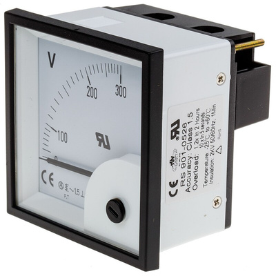 RS PRO Analogue Voltmeter AC ±1.5 %, 68 x 68 mm