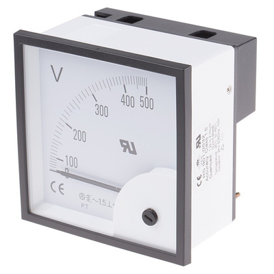 RS PRO Analogue Voltmeter AC ±1.5 %, 92 x 92 mm