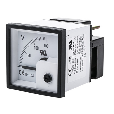 RS PRO Analogue Voltmeter DC 1.5 %, 46 x 46 mm