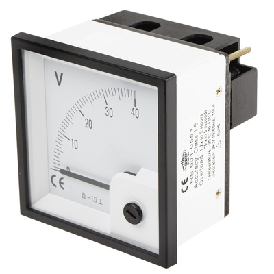 RS PRO Analogue Voltmeter DC ±1.5 %, 68 x 68 mm