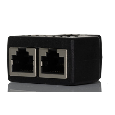 RS PRO 2-Port RJ45 Female 3 Way Splitter Adapter, Shielded