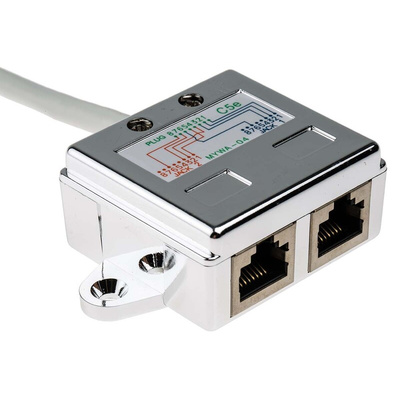 RS PRO 2-Port RJ45 T-Adapter, Cat5e, Shielded