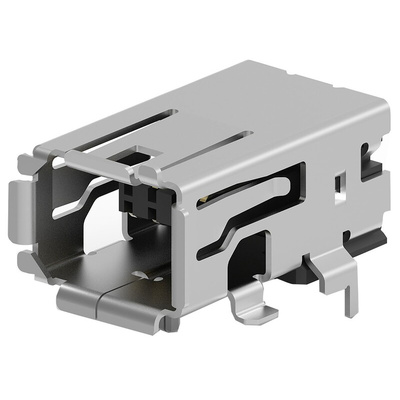 TE Connectivity Surface Mount Right Angle Mini I/O Connector Female, 8 Way, Shielded