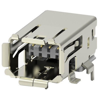 TE Connectivity Surface Mount Right Angle Mini I/O Connector Female, 8 Way, Shielded